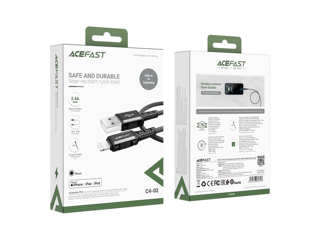 ACEFAST C4-02 USB-A to Lightning Charging Data Cable, 1.8m ACEFAST C4-02 USB-A to Lightning Charging Data Cable, 1.8m